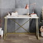 Hanah Home Mesa de Estudio Glamurosa Blanca y Dorada, 120x75x60 cm
